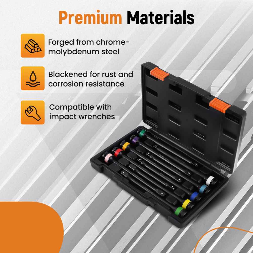 10Pcs 1/2 Drive Torque Extension Bar Set Limiting Extension Torque Sticks