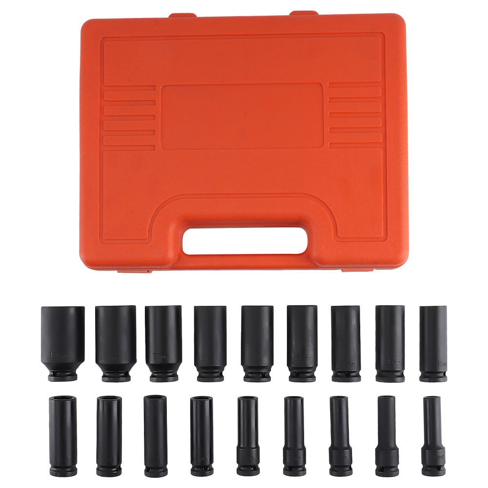 1/2 Deep Impact Socket Set 6 Point 18PC 10mm-32mm 50BV30 Chrome 78mm