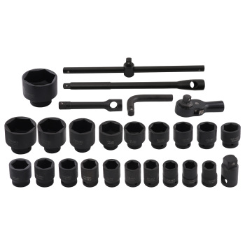 17PCS 3/4 + 3PCS 1 Impact Socket Set Metric 6 Point 21-65mm Carbon Steel