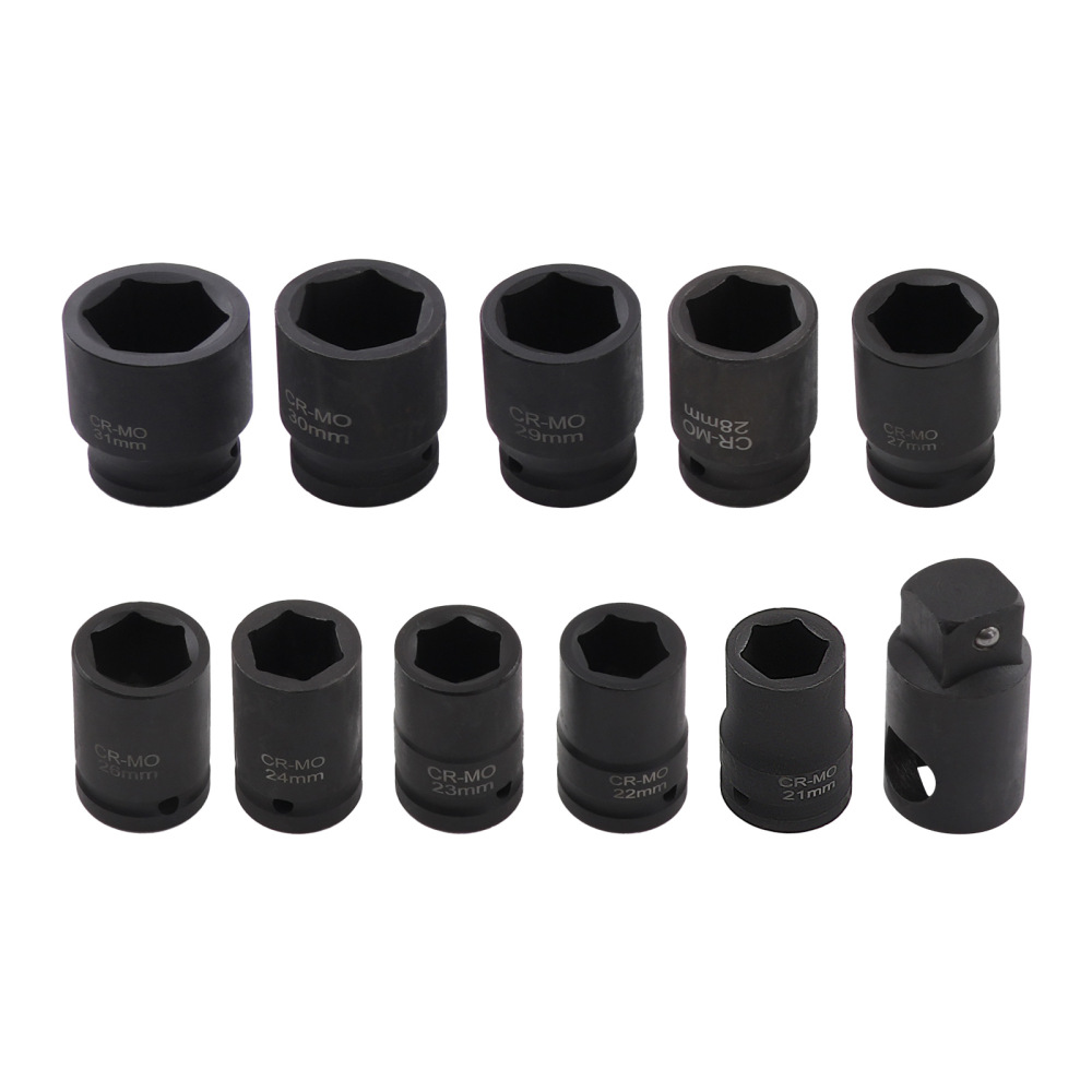 17PCS 3/4 + 3PCS 1 Impact Socket Set Metric 6 Point 21-65mm Carbon Steel