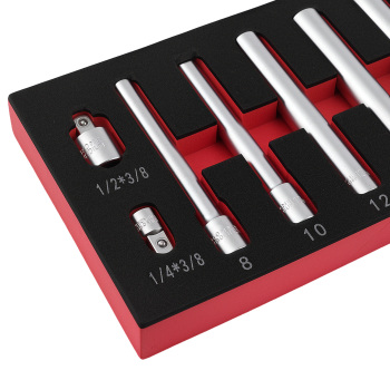 3/8 Dr Deep Long Socket Set 8-14mm 120mm CR-V 6 Point 5pc w/2 Adaptors