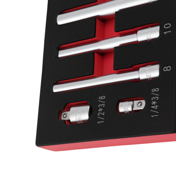 3/8 Dr Deep Long Socket Set 8-14mm 120mm CR-V 6 Point 5pc w/2 Adaptors