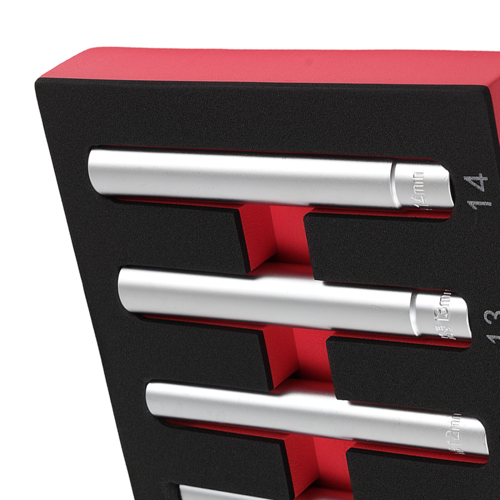 3/8 Dr Deep Long Socket Set 8-14mm 120mm CR-V 6 Point 5pc w/2 Adaptors