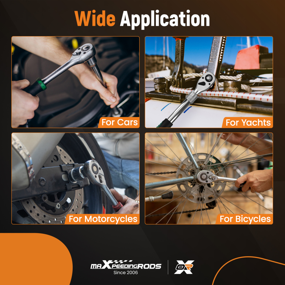 3 Piece Extendable Ratchet 1/4 3/8 1/2 Drive 72-Tooth Quick Release Wrench Set