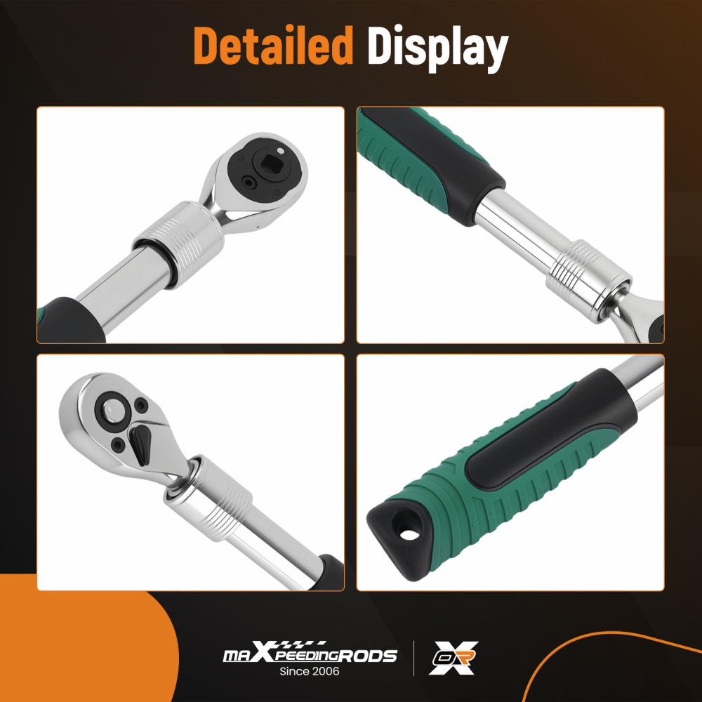3 Piece Extendable Ratchet 1/4 3/8 1/2 Drive 72-Tooth Quick Release Wrench Set