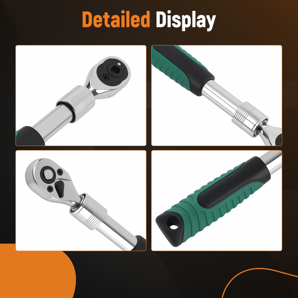 3 Piece Extendable Ratchet 1/4 3/8 1/2 Drive 72-Tooth Quick Release Wrench Set