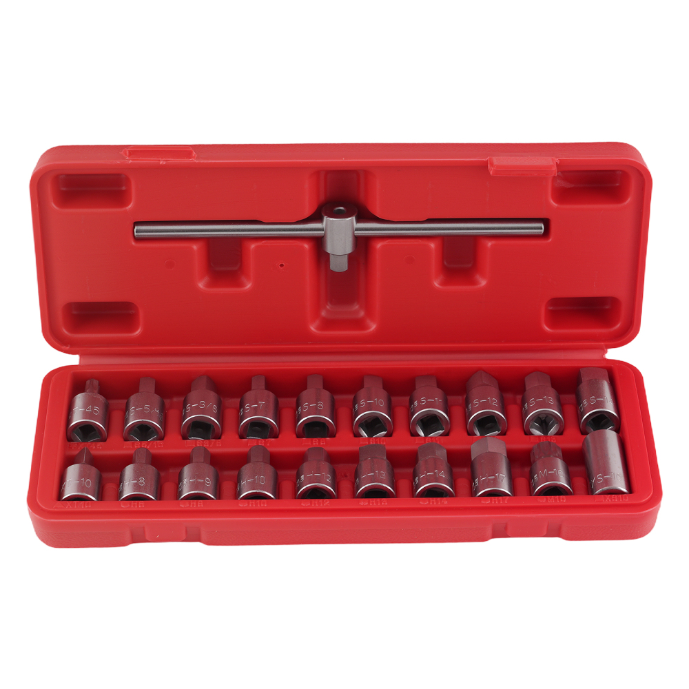 21pcs Drain Plug Removal Socket Kit Hex compatible for Ford Citroen Peugeot Fiat