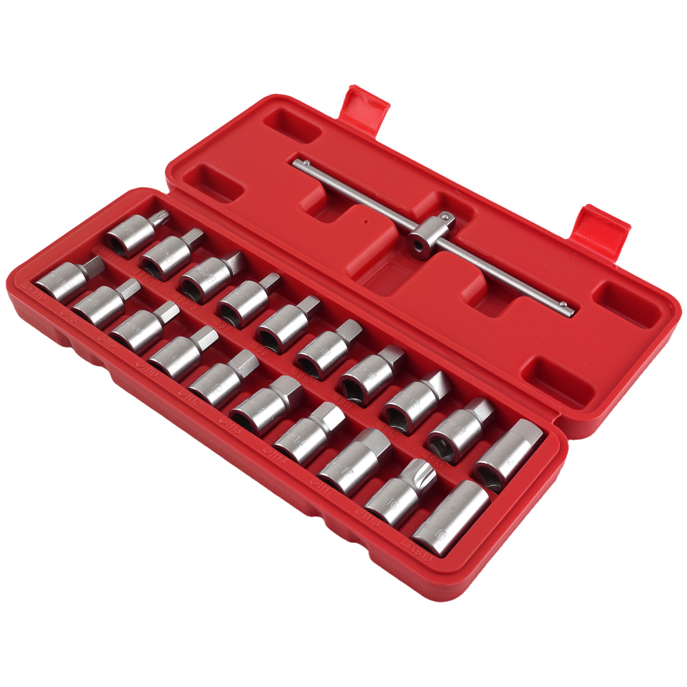 21pcs Drain Plug Removal Socket Kit Hex compatible for Ford Citroen Peugeot Fiat