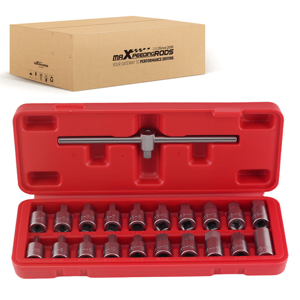 21pcs Drain Plug Removal Socket Kit Hex compatible for Ford Citroen Peugeot Fiat