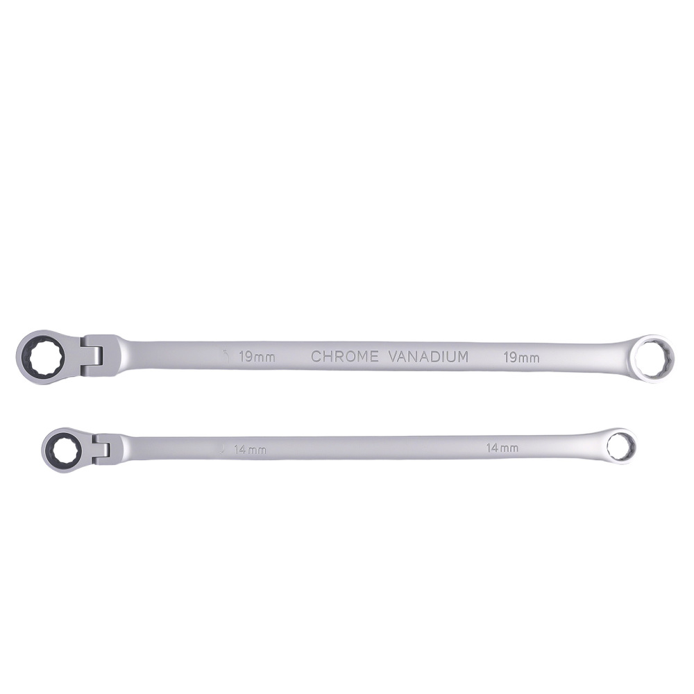 180° Flex Head Ratchet Wrench Set 14mm 19mm Socket Kit Chrome Vanadium Steel