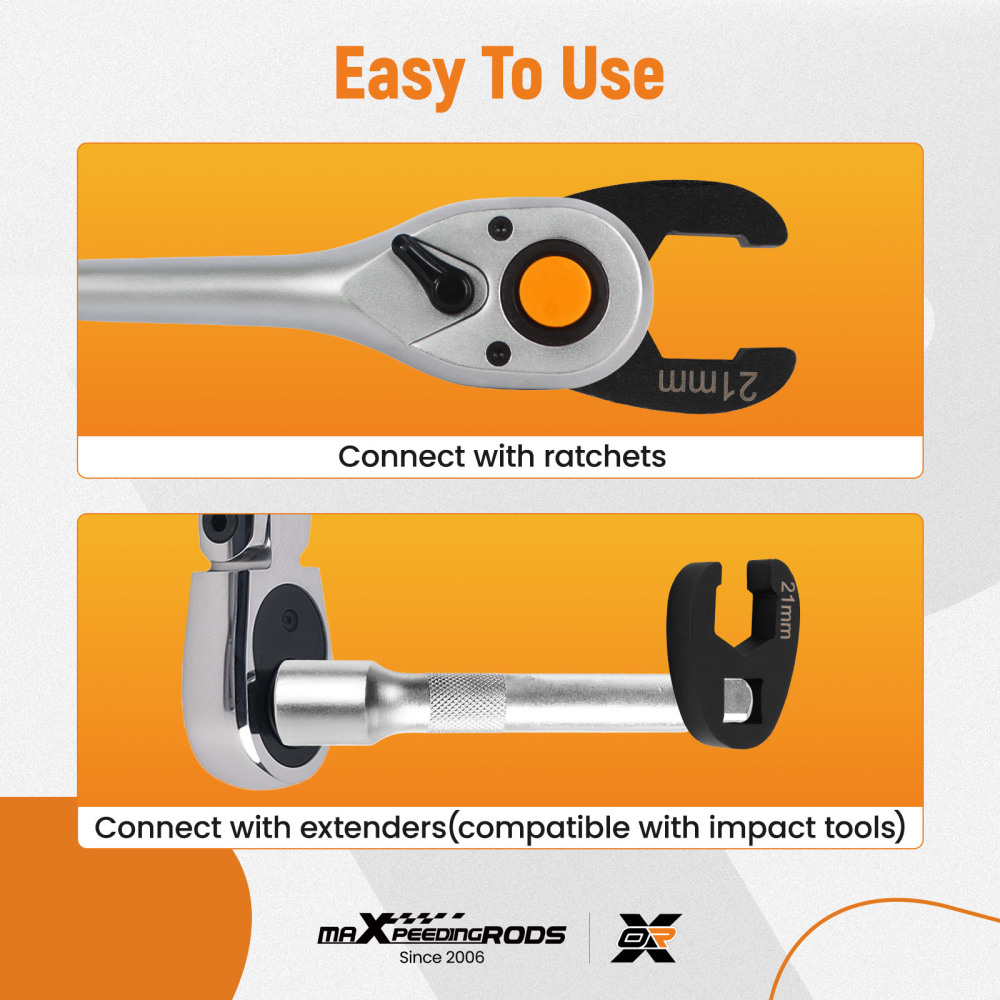 15 Piece Flare Nut Wrench Set Crowfoot Wrench Set 8-24mm 3/81/2 Drive Steel