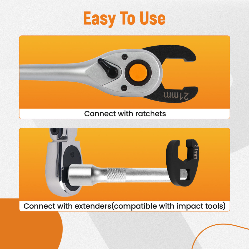 15 Piece Flare Nut Wrench Set Crowfoot Wrench Set 8-24mm 3/81/2 Drive Steel