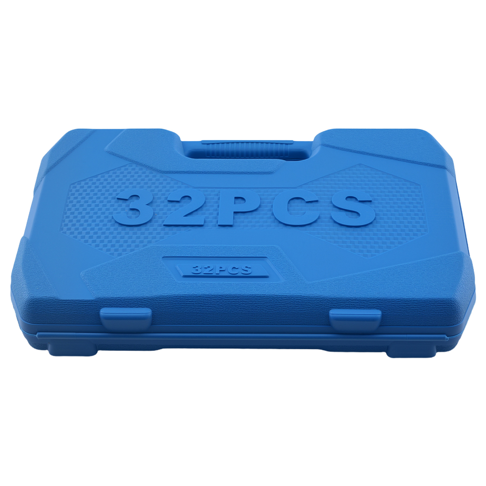 32Pcs 1/2 Drive Socket Set Chrome Steel 6/12-Point Ratchet Wrench Kit 8-32mm