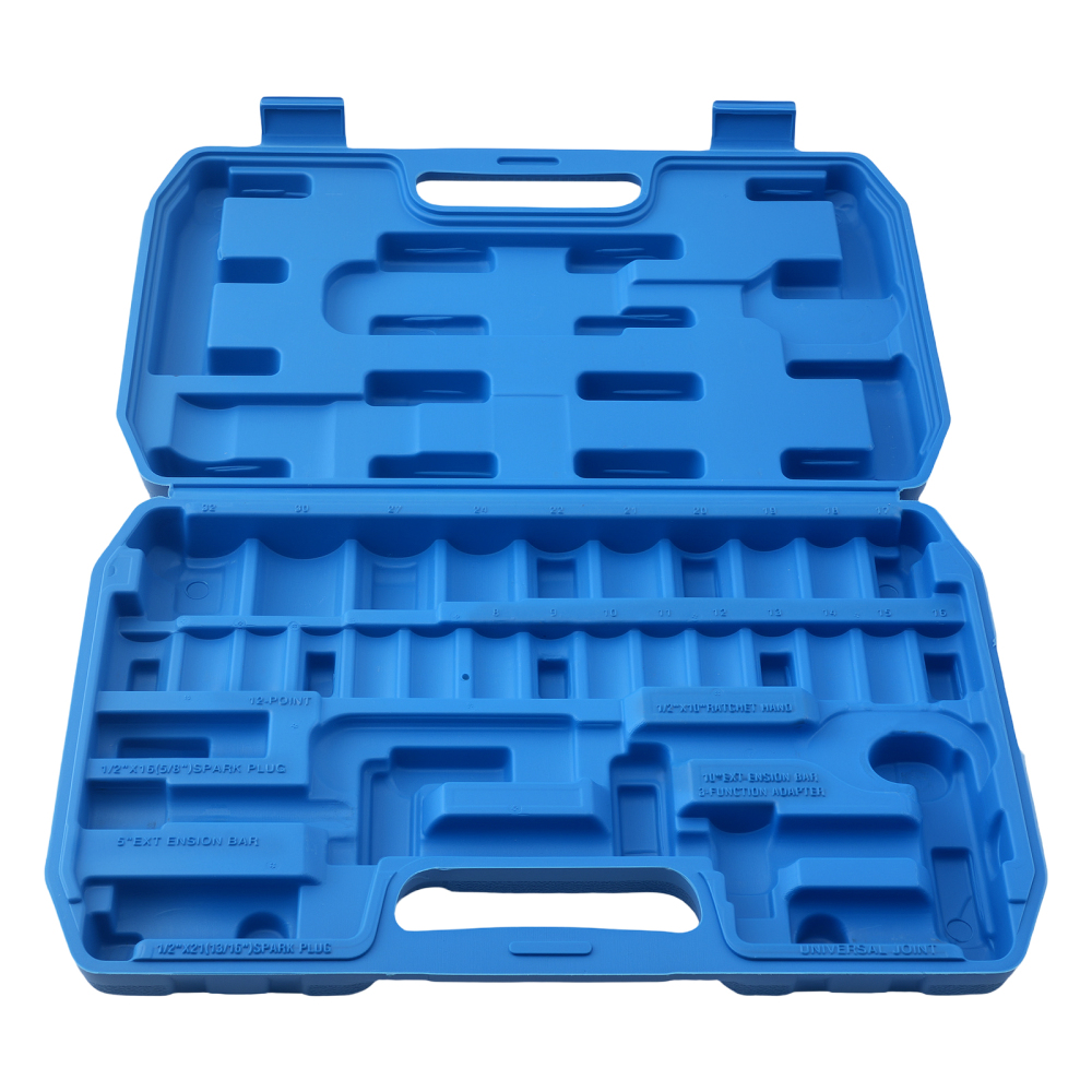 32Pcs 1/2 Drive Socket Set Chrome Steel 6/12-Point Ratchet Wrench Kit 8-32mm