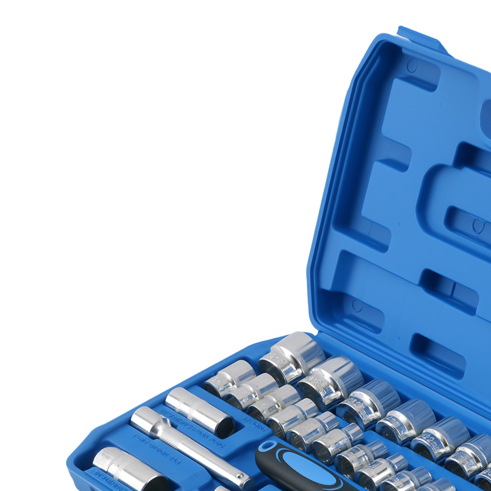 32Pcs 1/2 Drive Socket Set Chrome Steel 6/12-Point Ratchet Wrench Kit 8-32mm