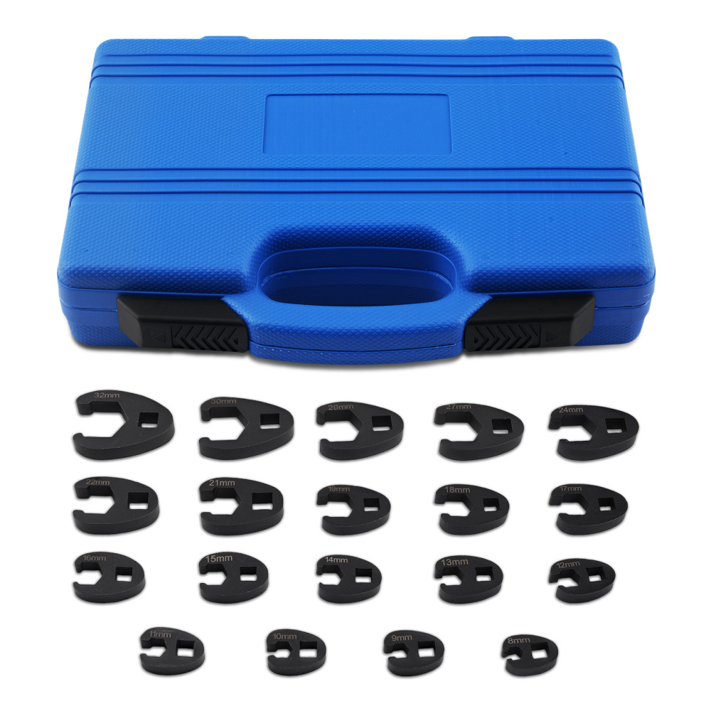 19X Crows foot Wrench Set 1/2 and 3/8” Drive Flare Nut Crowfoot Wrench Set