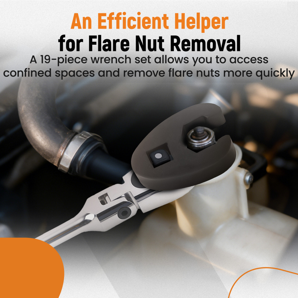 19X Crows foot Wrench Set 1/2 and 3/8” Drive Flare Nut Crowfoot Wrench Set