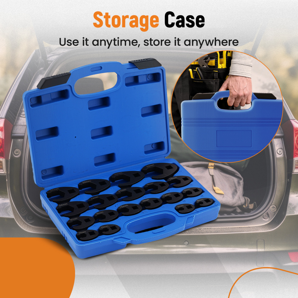 19X Crows foot Wrench Set 1/2 and 3/8” Drive Flare Nut Crowfoot Wrench Set