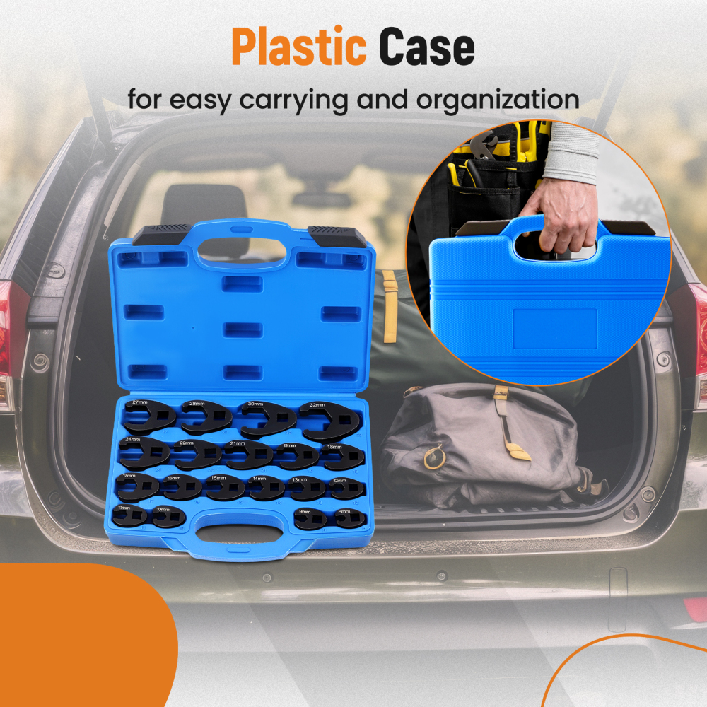 19 Chiavi a Piede di Corvo Professionali Acciaio #45 for Meccanico Auto