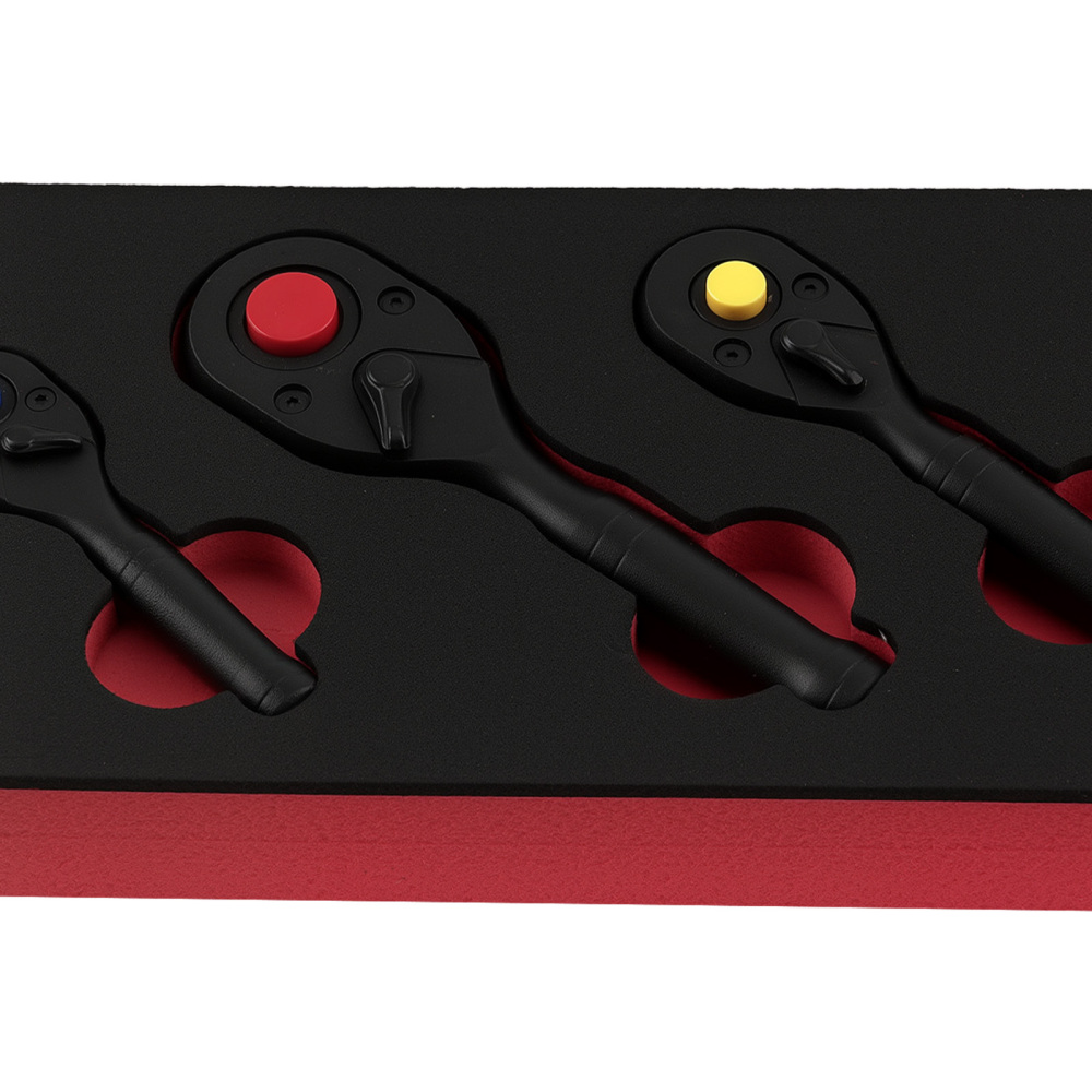 Jeu de 3 poignées à cliquet douille tronquée 1/4 1/2 3/8 Acier Haute Résistan