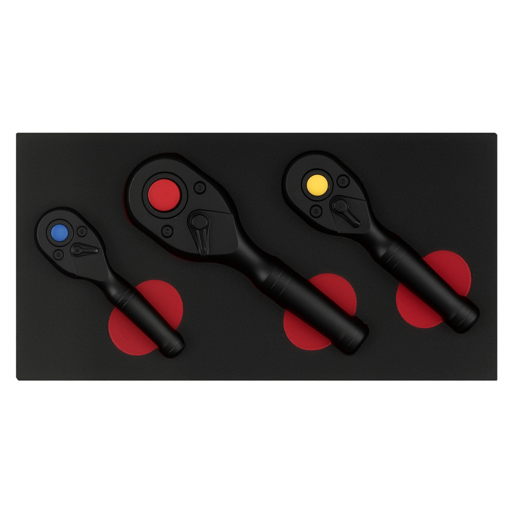 3PCS Juego de 3 piezas de mango de trinquete stubby1/4 3/8 1/2 Black