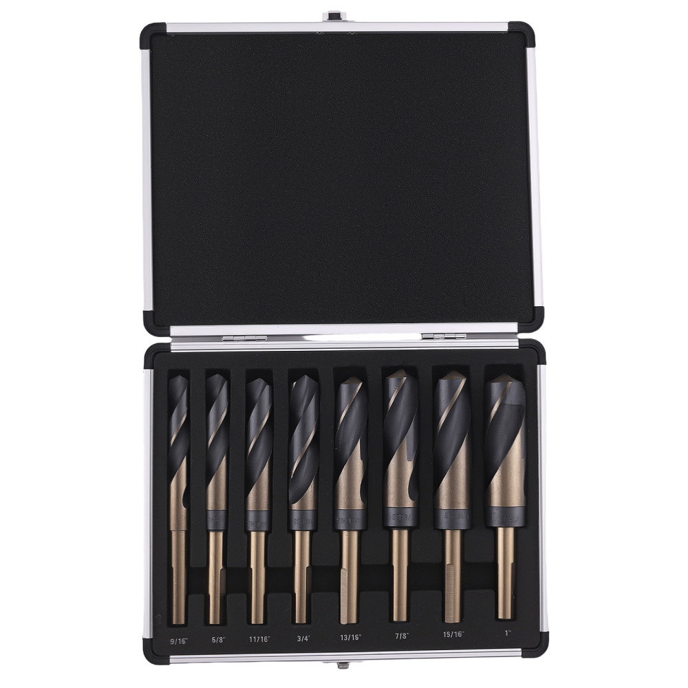 8PCS HSS Wood Drill Bit Set 9/16-1 inch with Storage compatible for Case 135° Split Point 1/2
