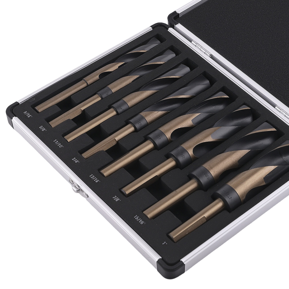8PCS HSS Wood Drill Bit Set 9/16-1 inch with Storage compatible for Case 135° Split Point 1/2