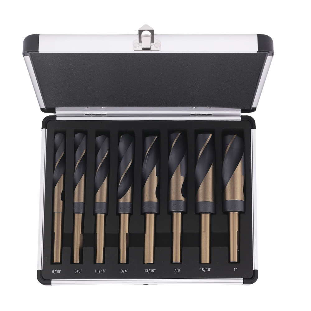 8PCS HSS Wood Drill Bit Set 9/16-1 inch with Storage compatible for Case 135° Split Point 1/2