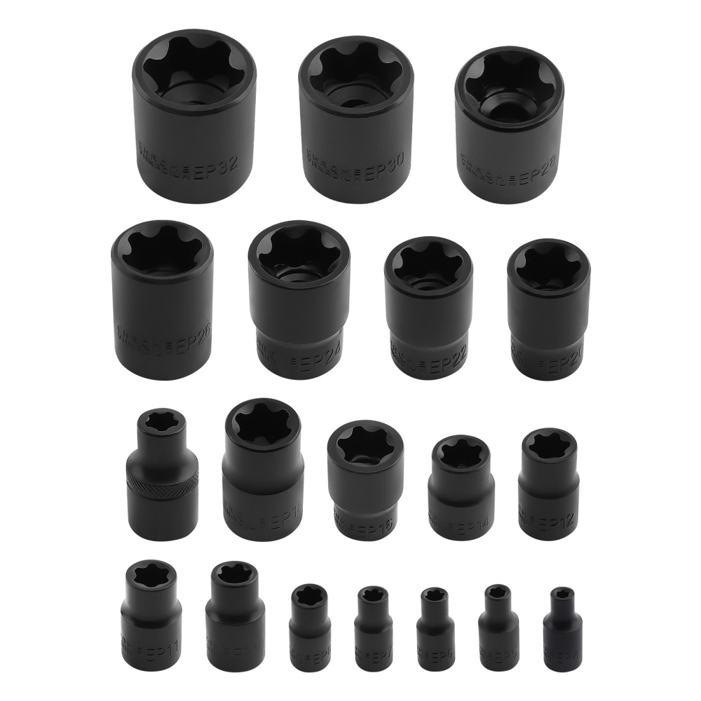 19 PC External Torx Plus Socket Set 6 Point EP Socket