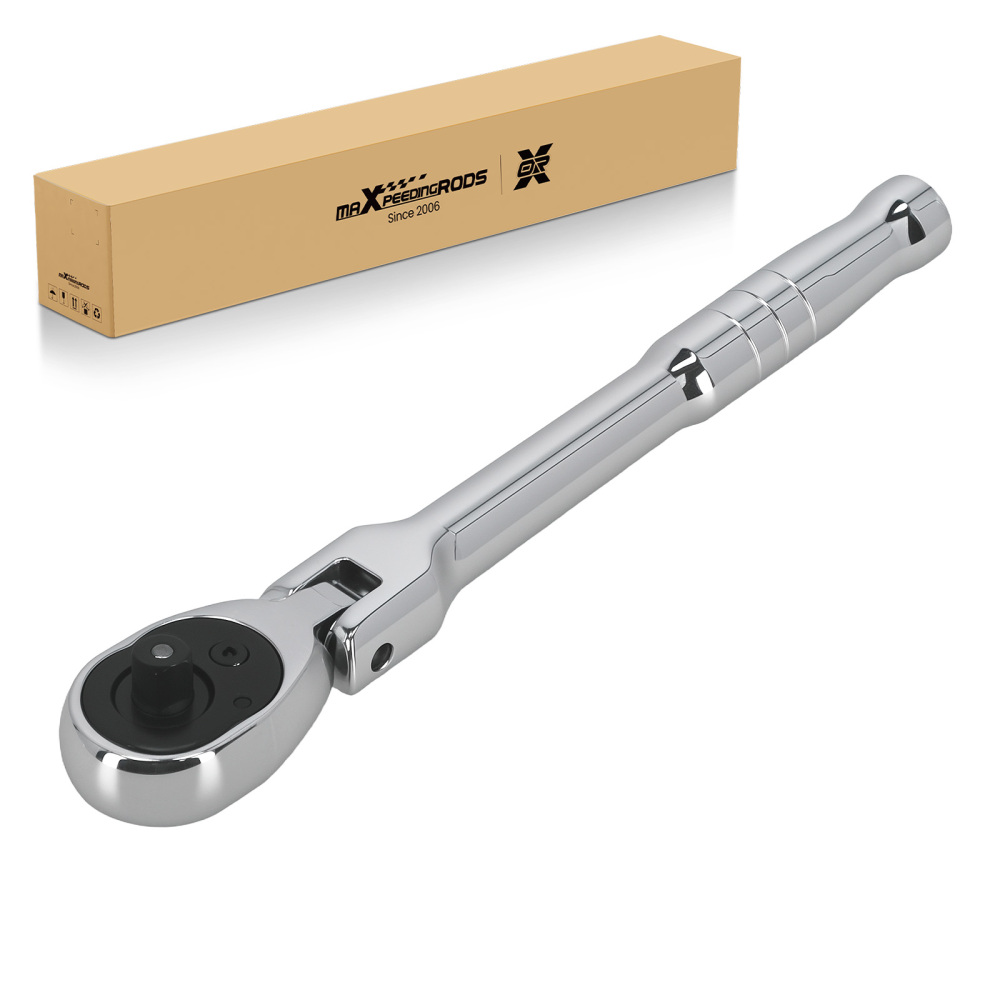 1/4 72-Tooth Flex Head Ratchet Chrome Plated Mirror Tool 175mm 5° Arc