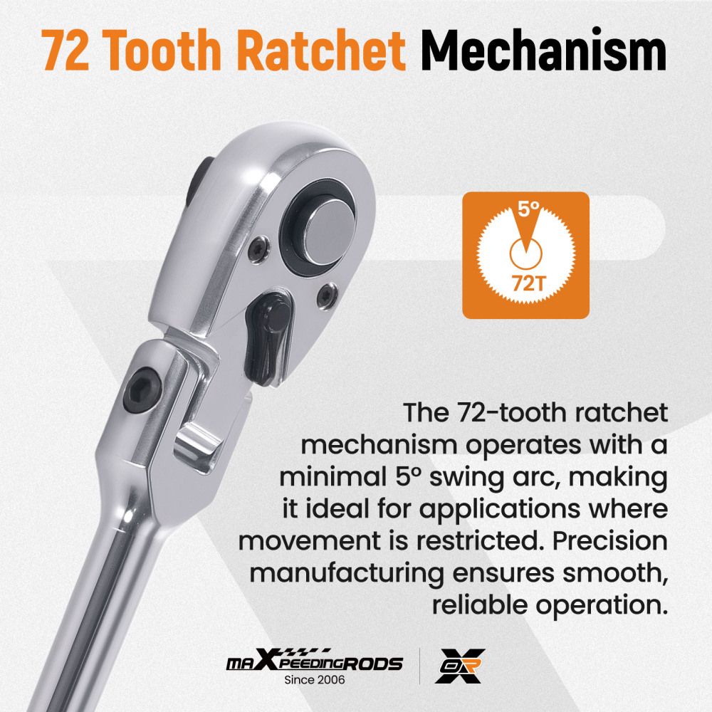 10PCS 1/4 3/8 1/2 Flex Head Ratchet Set 72T CRMO Extension Bars Adapters
