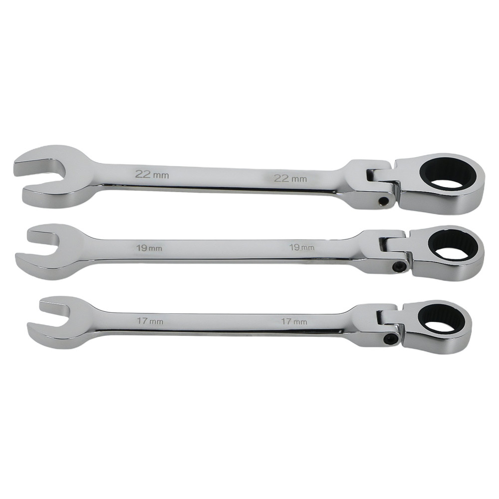 10 Piece Chrome Vanadium Flexible Ratchet Spanner Set 6-22mm With Bag