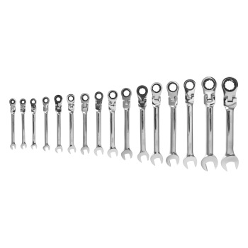 16 Piece Metric Ratchet Wrench Set 6-24mm 180° Pivot 72T Chrome Vanadium