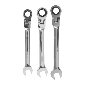16 Piece Metric Ratchet Wrench Set 6-24mm 180° Pivot 72T Chrome Vanadium