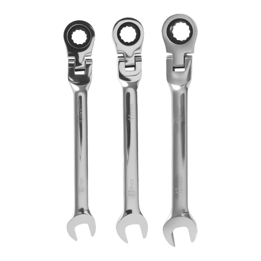 16 Piece Metric Ratchet Wrench Set 6-24mm 180° Pivot 72T Chrome Vanadium