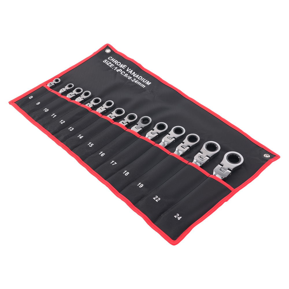 14 Piece CRV Flex Ratchet Spanner Set 8mm-24mm 72 Teeth Combination Wrench