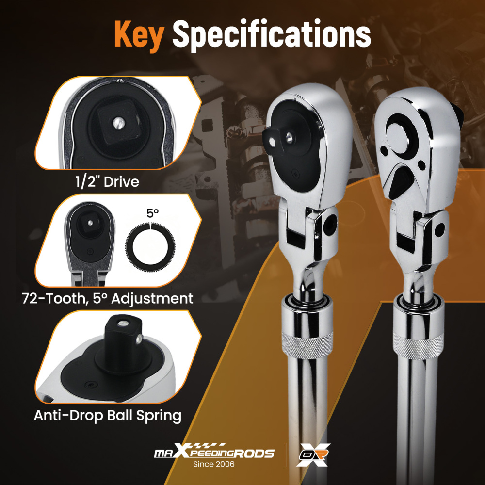 1/2 Drive 72-Tooth Extendable Ratchet Flex Head 330mm-440mm Tool