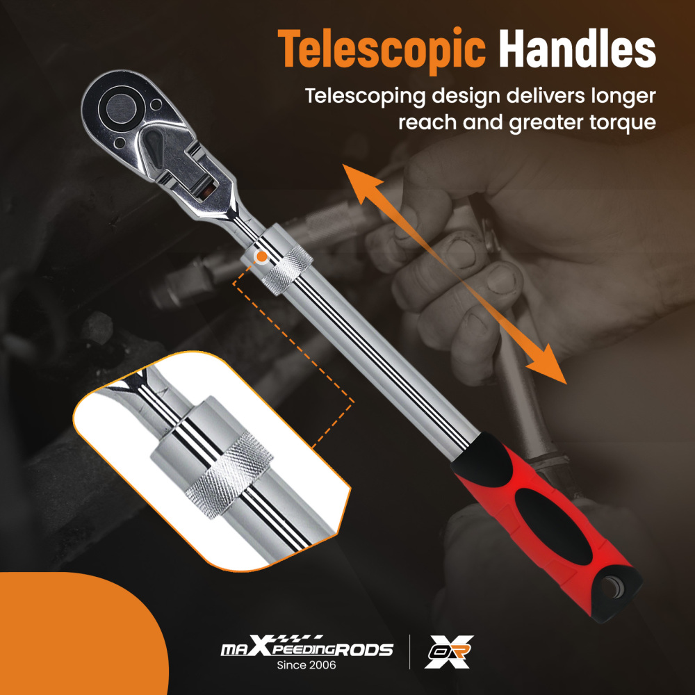 1/2 Drive 72-Tooth Extendable Ratchet Flex Head 330mm-440mm Tool