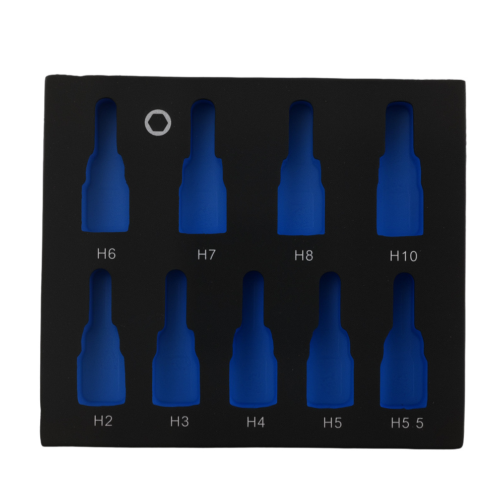 9 Bussole a Esagono 2-10mm Attacco 3/8 Acciaio Cromo Vanadio 48mm Set