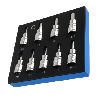 9 Bussole a Esagono 2-10mm Attacco 3/8 Acciaio Cromo Vanadio 48mm Set