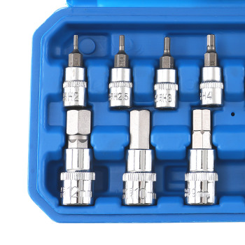 13 Piece CRV Hex Bit Socket Set Metric 1/4 3/8 1/2 Drive 2-14mm Storage