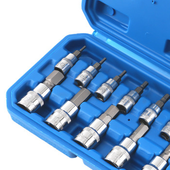 13 Piece CRV Hex Bit Socket Set Metric 1/4 3/8 1/2 Drive 2-14mm Storage