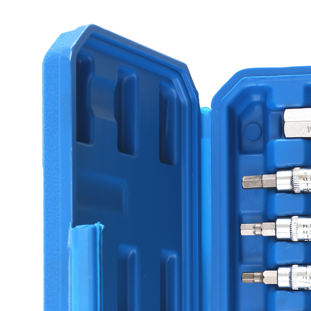 13 Piece CRV Hex Bit Socket Set Metric 1/4 3/8 1/2 Drive 2-14mm Storage