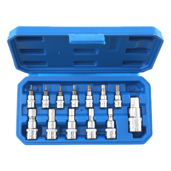 13 Piece CRV Hex Bit Socket Set Metric 1/4 3/8 1/2 Drive 2-14mm Storage