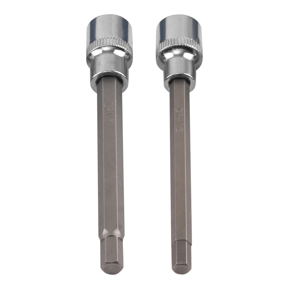 3/8in Drive 7pc Extra Long Hex Bit Socket Set 3-10mm Metric CRV Steel