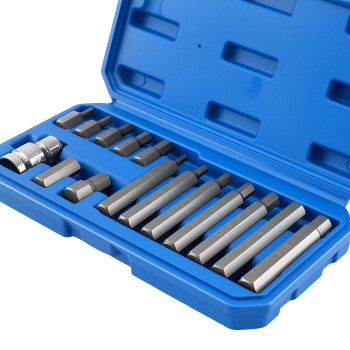 15 Chiavi Brugola CRV 30-75mm Metriche H4-H12 Adattatore 10mm 1/2 Quadro