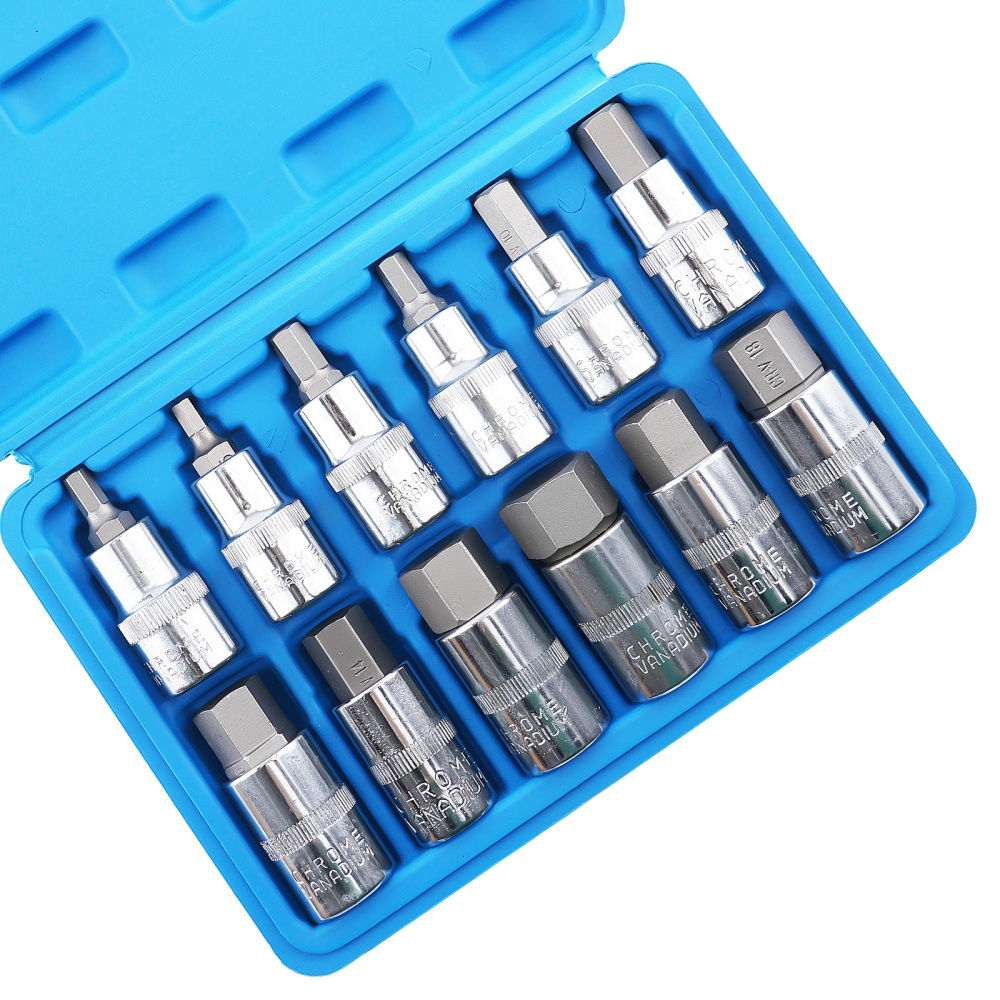 12 Douilles Hex 1/2 Acier Carbone H5-H8-H10-H16-H22 for Clé à Cliquet