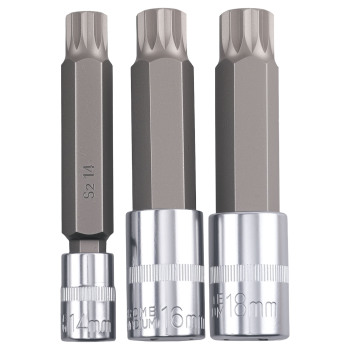 10 Piece Metric Spline Bit Socket Set S2 Steel M4 M6 M8 M10 M12 M14 M16 M18