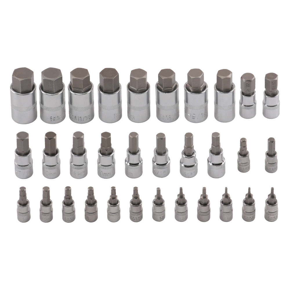 32pc SAEMetric Socket KIt Standard Allen 1/4 3/8 1/2 Master Hex Bit