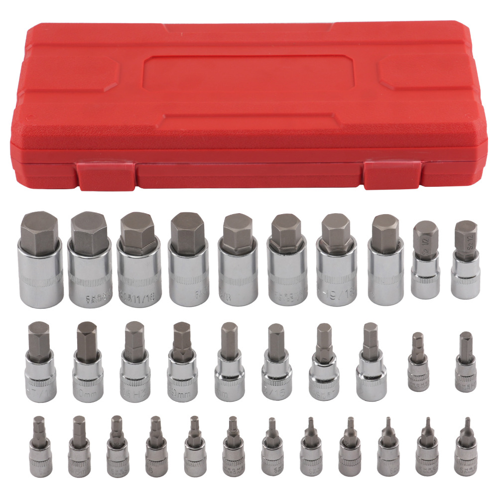32pc SAEMetric Socket KIt Standard Allen 1/4 3/8 1/2 Master Hex Bit